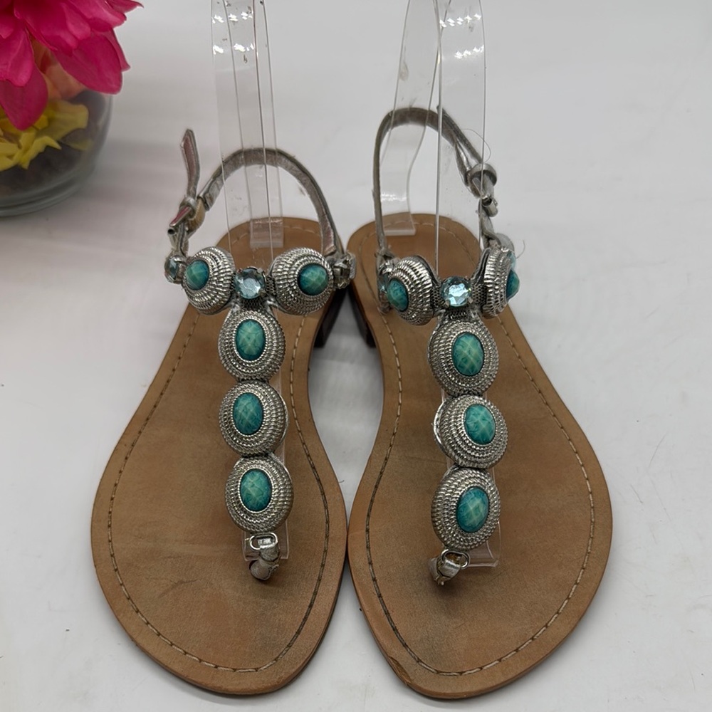 Turquoise Beaded Sandals Size 6